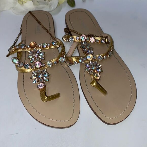 Lily Vanity Rhinestone Thong Sandals 38 - Picture 2 of 5